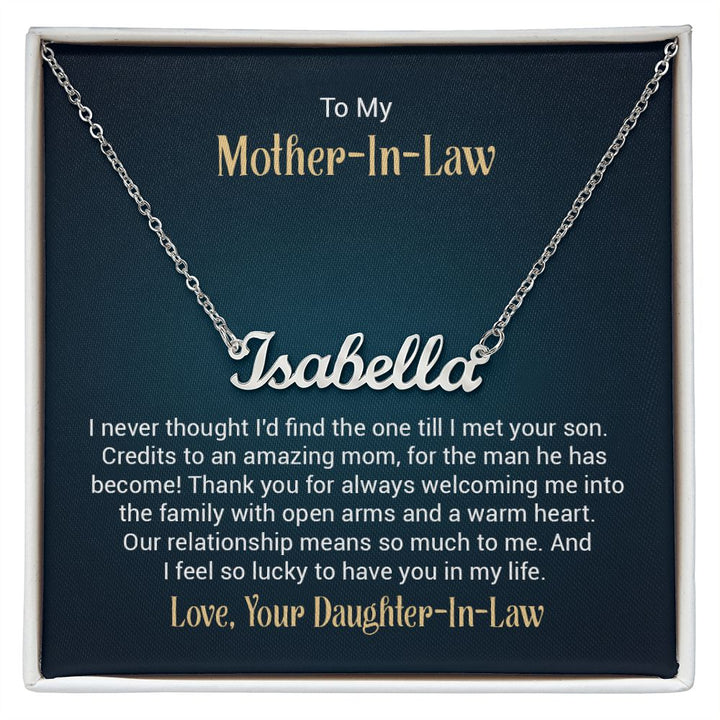 Custom Name Necklace w/ Message Card - To My Mother-In-Law