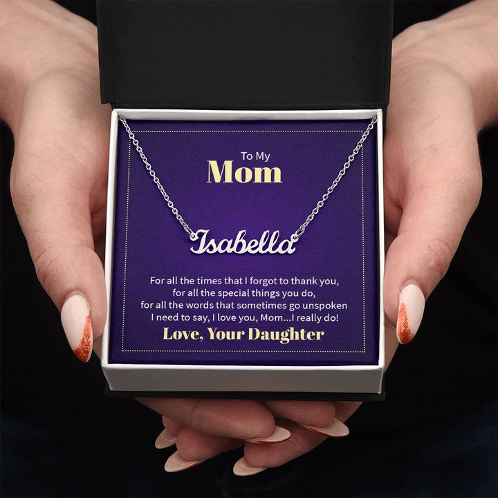 Custom Name Necklace w/ Message Card - To My Mom