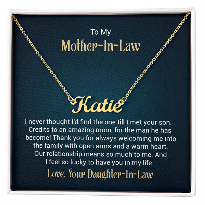 Custom Name Necklace w/ Message Card - To My Mother-In-Law