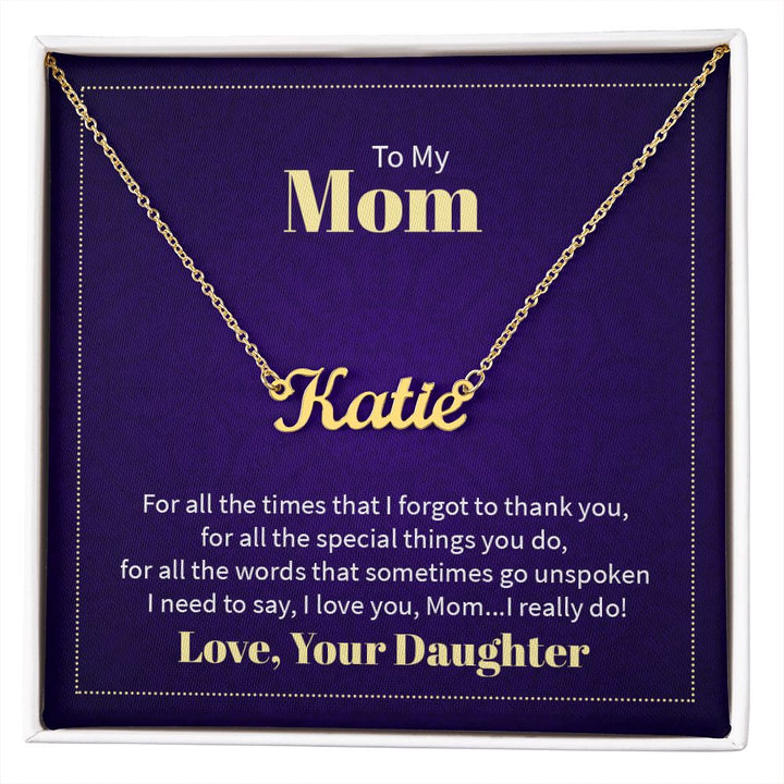 Custom Name Necklace w/ Message Card - To My Mom