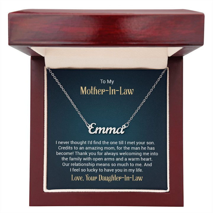 Custom Name Necklace w/ Message Card - To My Mother-In-Law