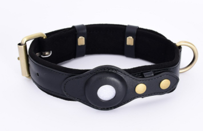 Genuine Leather Airtag Dog Collar
