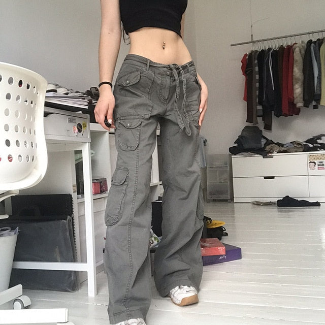 Button Low Waist Women's Denim Pants