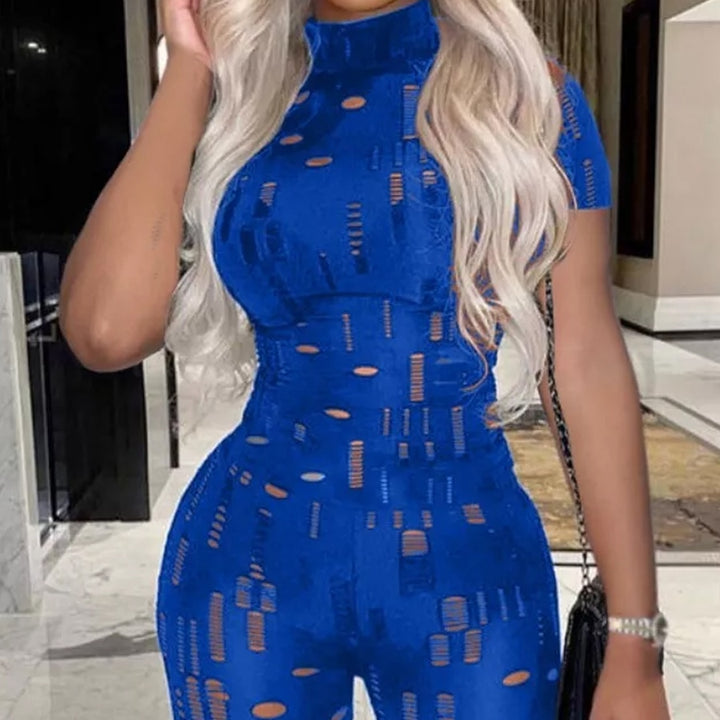 Cut Out Bodycon Jumpsuit Short Sleeve