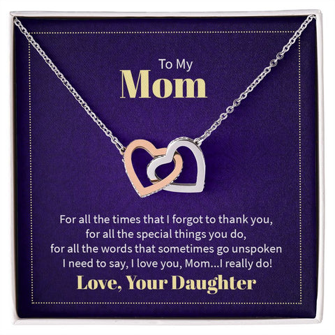 Interlocking Hearts Necklace - To My Mom