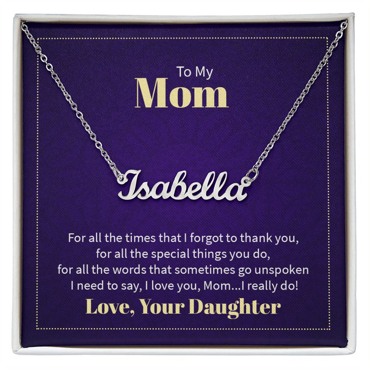 Custom Name Necklace w/ Message Card - To My Mom