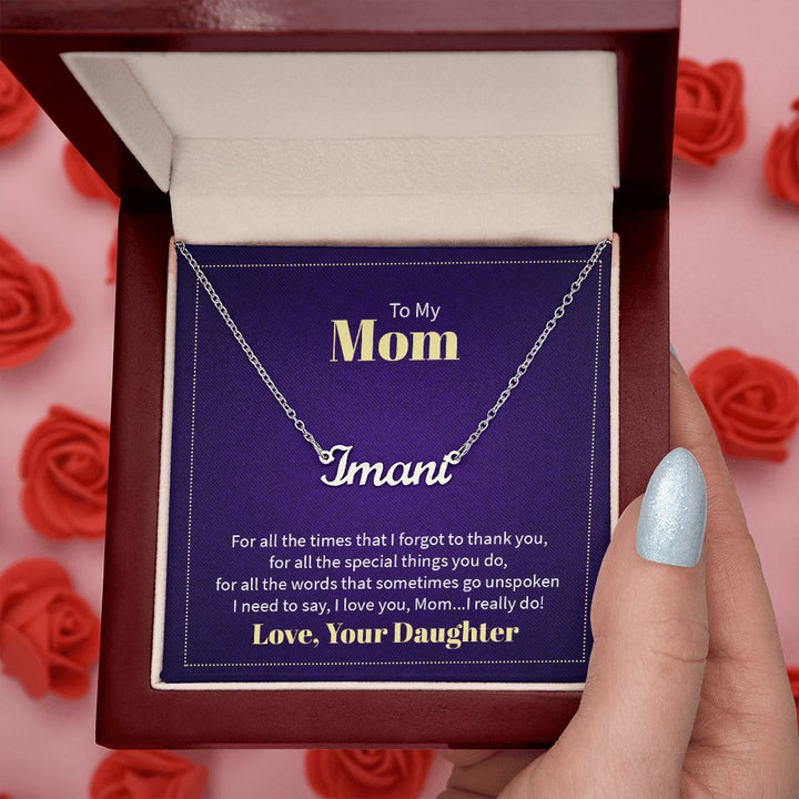 Custom Name Necklace w/ Message Card - To My Mom