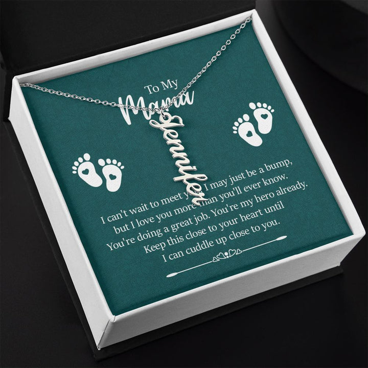 Vertical Name Necklace w/ Message Card - To My Mama